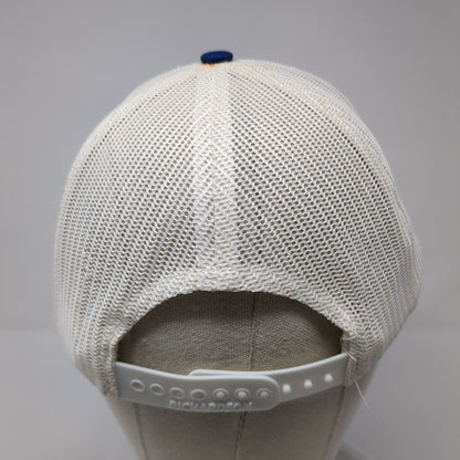 Richardson Snapback Trucker Hat Blue One Size Embroidered Logo Mesh Back