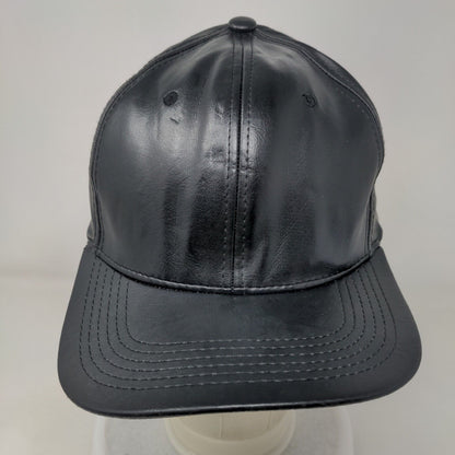 Hatco Snapback Hat Black One Size Adjustable Vegan Leather Solid Blank