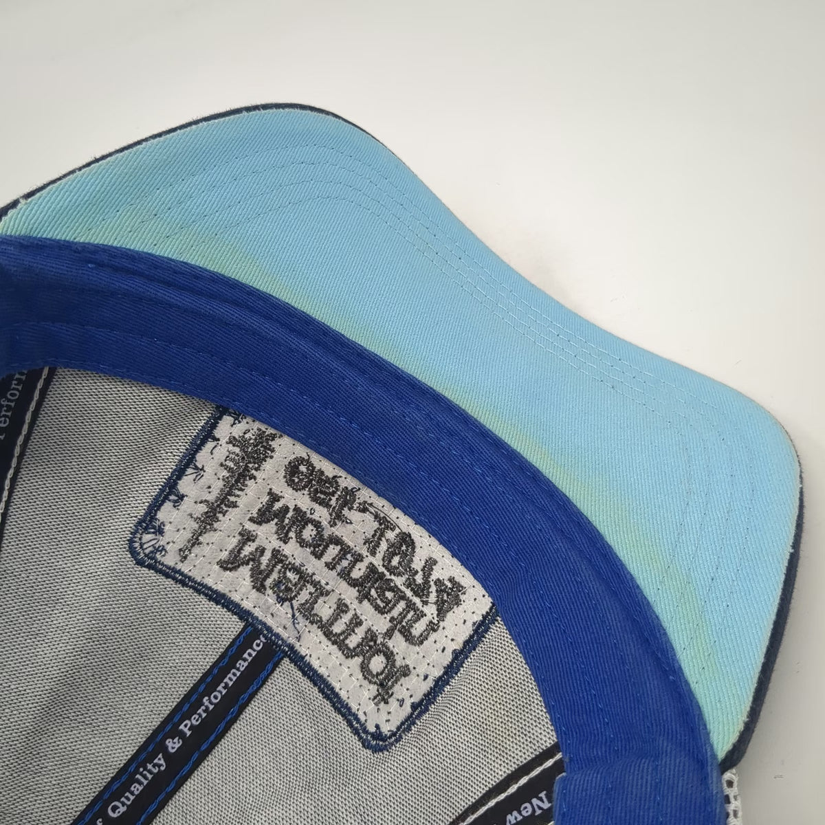 Marmot Trucker Hat Blue One Size Mesh Back Mountain Patch Snapback Curved Brim