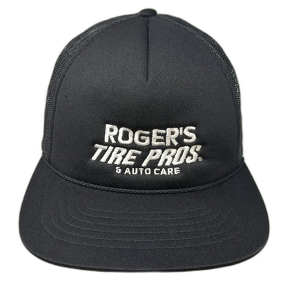 Richardson Trucker Hat Black One Size Rogers Tire Pros Auto Care Mesh Snapback