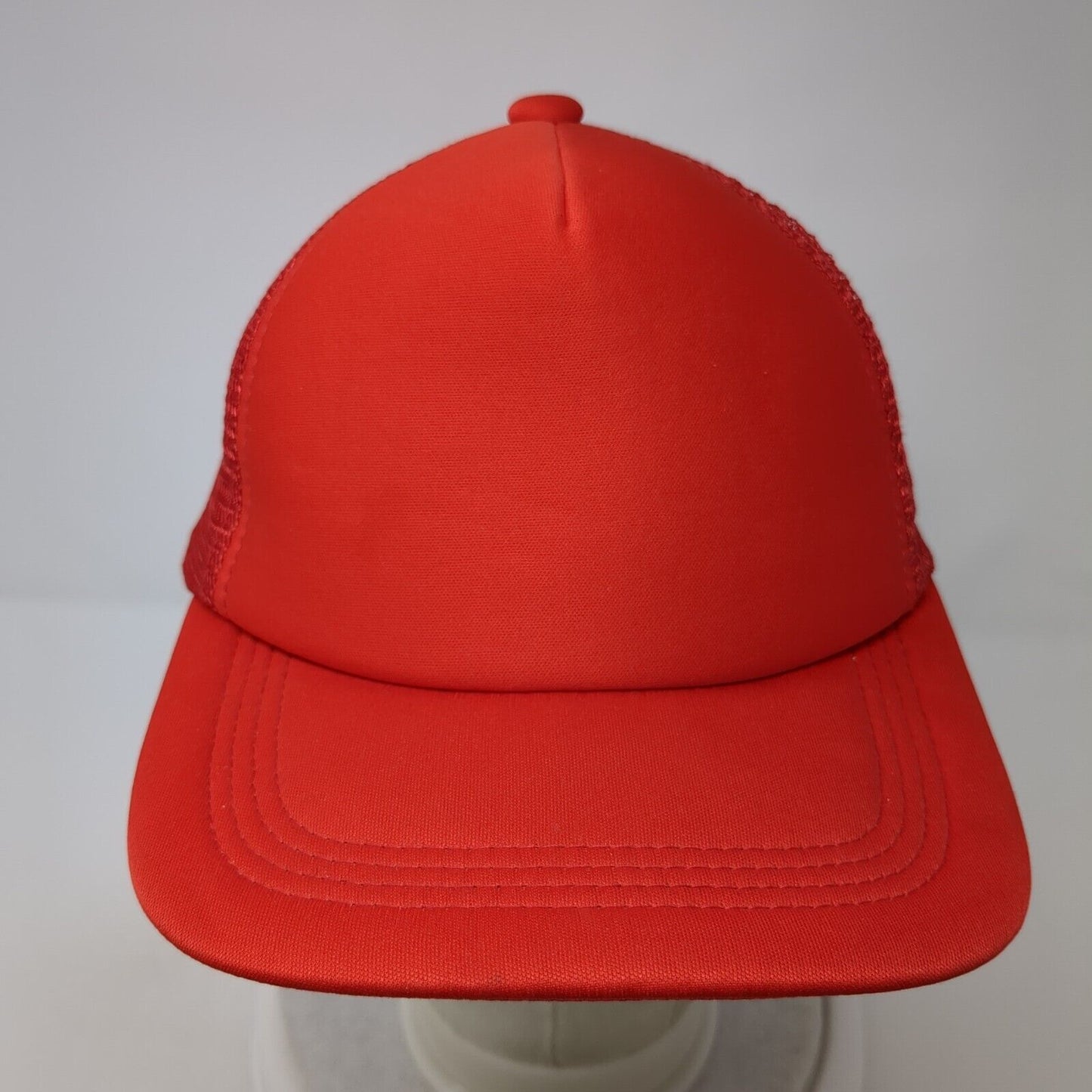 Unbranded Snapback Trucker Hat Red One Size Adjustable Mesh Back Blank Polyester
