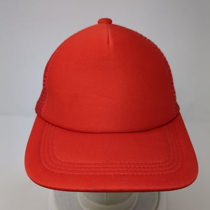 Unbranded Snapback Trucker Hat Red One Size Adjustable Mesh Back Blank Polyester