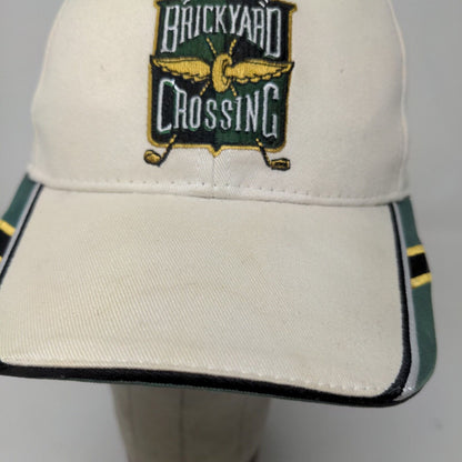 Brickyard Authentics Men's Strapback Hat Tan Green Embroidered Golf Logo