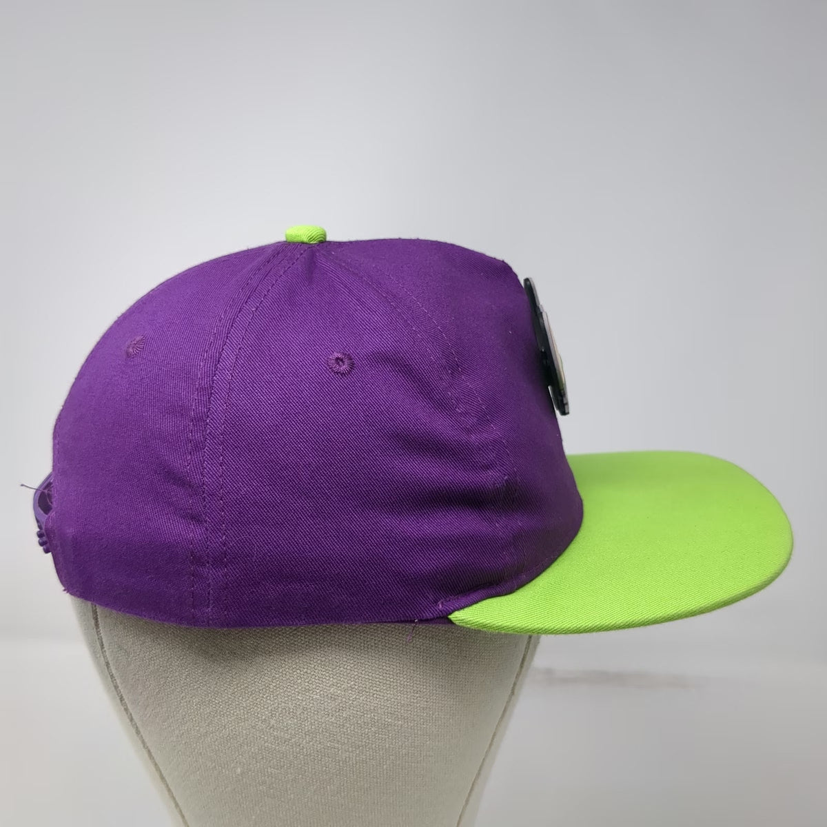 Chuck E. Cheese Boys 5 Panel Purple Hat Green Snapback Rubber Mascot Logo