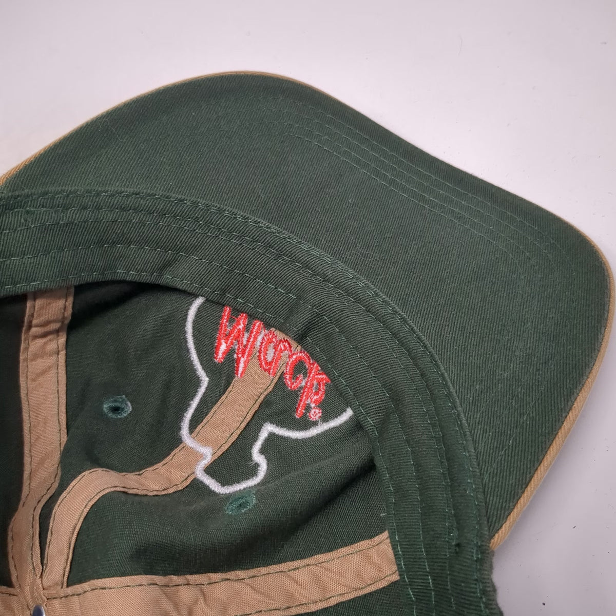 Mack Trucks Baseball Cap Green Beige One Size Bulldog Logo Patch Slideback Hat