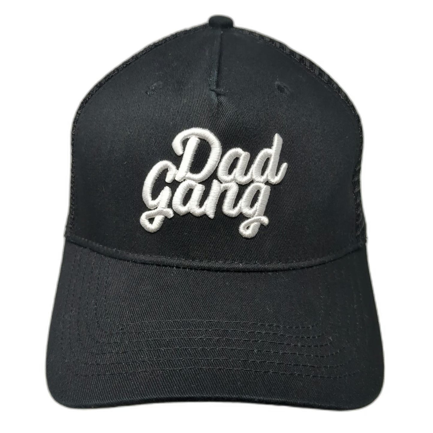 Dad Gang Trucker Hat Black One Size Mesh Snapback IYKYK Script Logo Embroidery