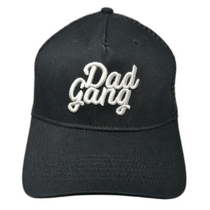 Dad Gang Trucker Hat Black One Size Mesh Snapback IYKYK Script Logo Embroidery