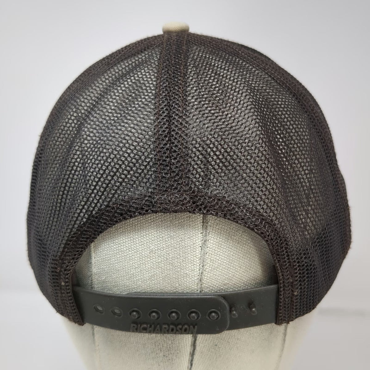 Richardson Trucker Hat Beige One Size High Mark Distillery Mountain Patch Mesh