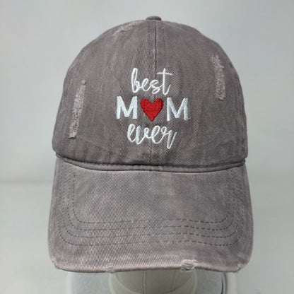 Best Mom Ever Slideback Hat Purpleish-Gray OSFM Embroidered 6 Panel