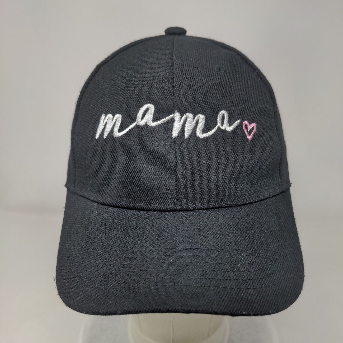 Mama Slideback Hat Black One Size Adjustable Embroidered Heart 6 Panel