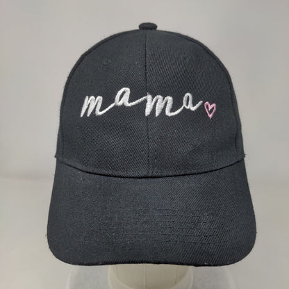Mama Slideback Hat Black One Size Adjustable Embroidered Heart 6 Panel