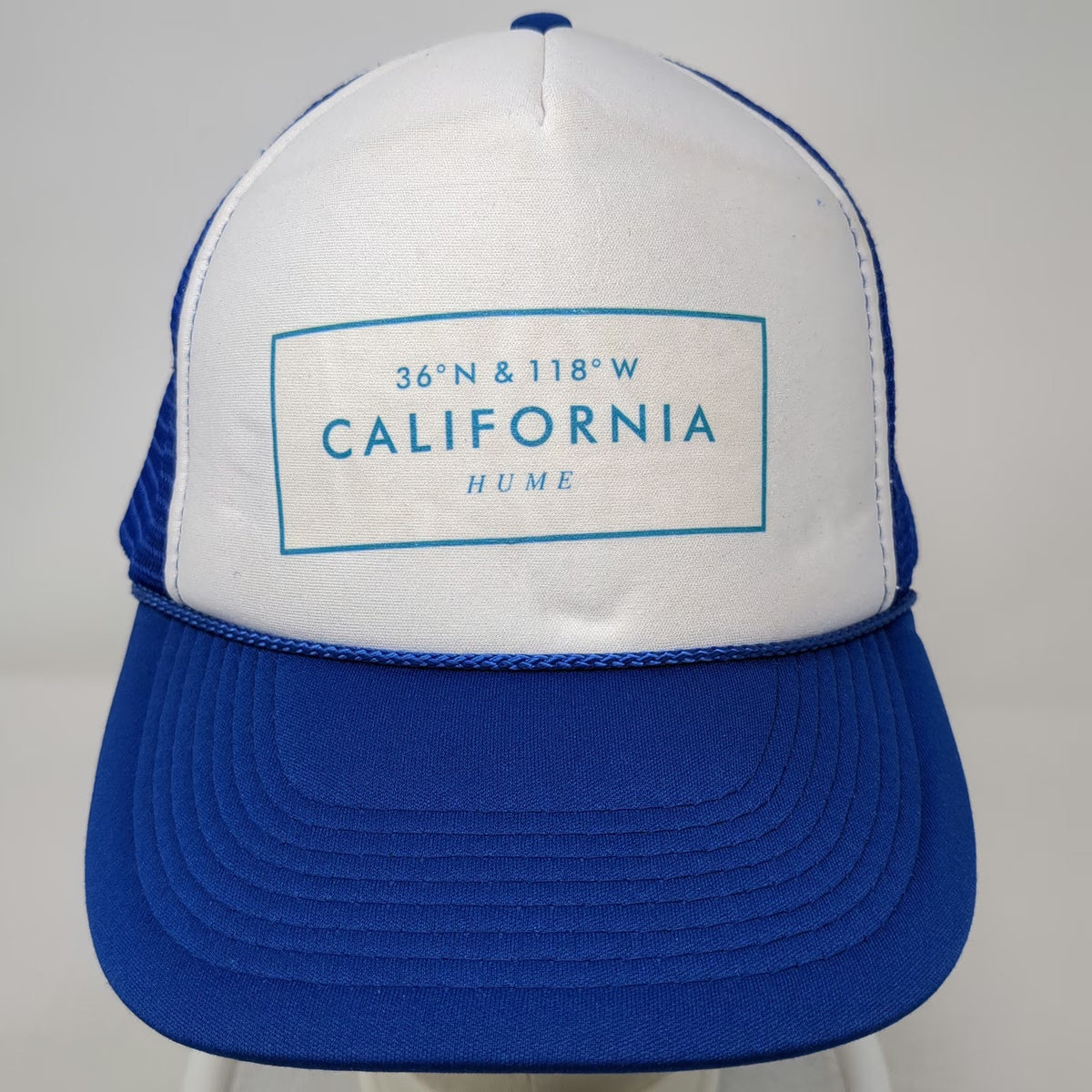 Otto Blue Trucker Hat One Size Hume California Coordinates Mesh Snapback Rope