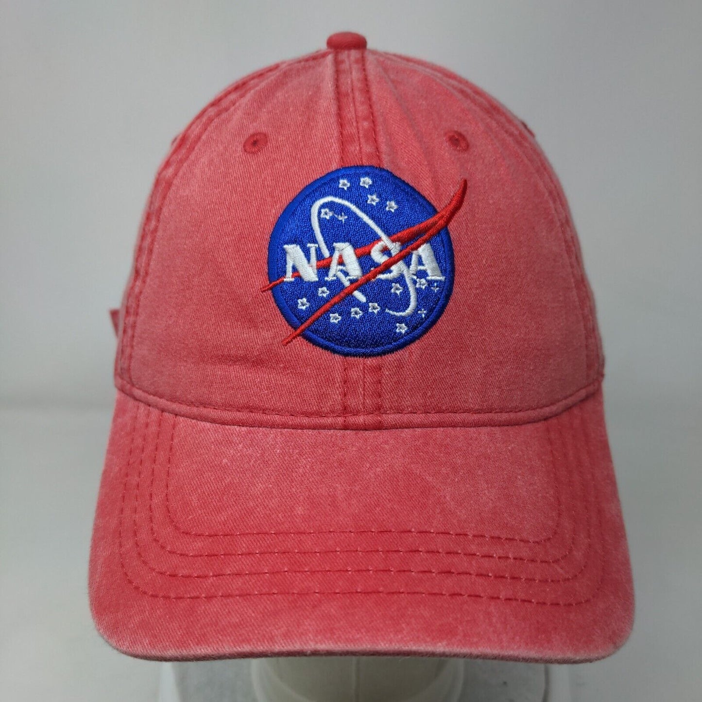 NASA Slideback Hat Red OSFM Adjustable Embroidered 6 Panel Otto Cotton