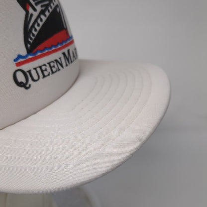 Vintage Queen Mary Cruise Ship Snapback Mesh Back Trucker Hat White OSFA