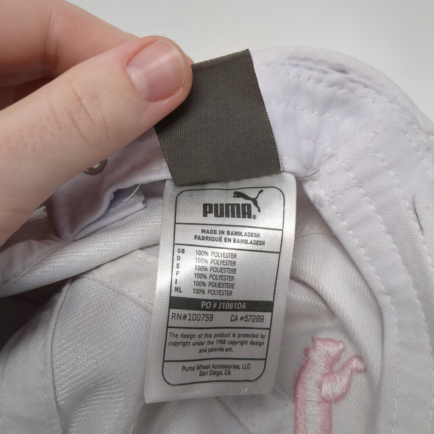 PUMA Slideback Hat White One Size Adjustable Embroidered Logo 6 Panel