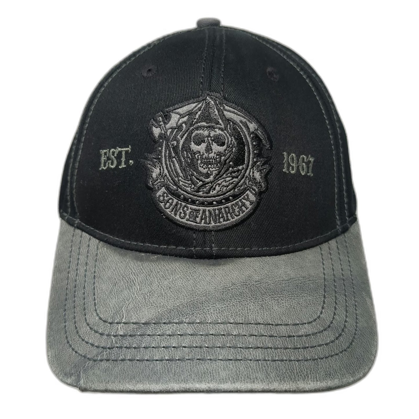 Sons of Anarchy Baseball Cap Black Gray One Size Slideback Suede Brim SAMCRO Hat