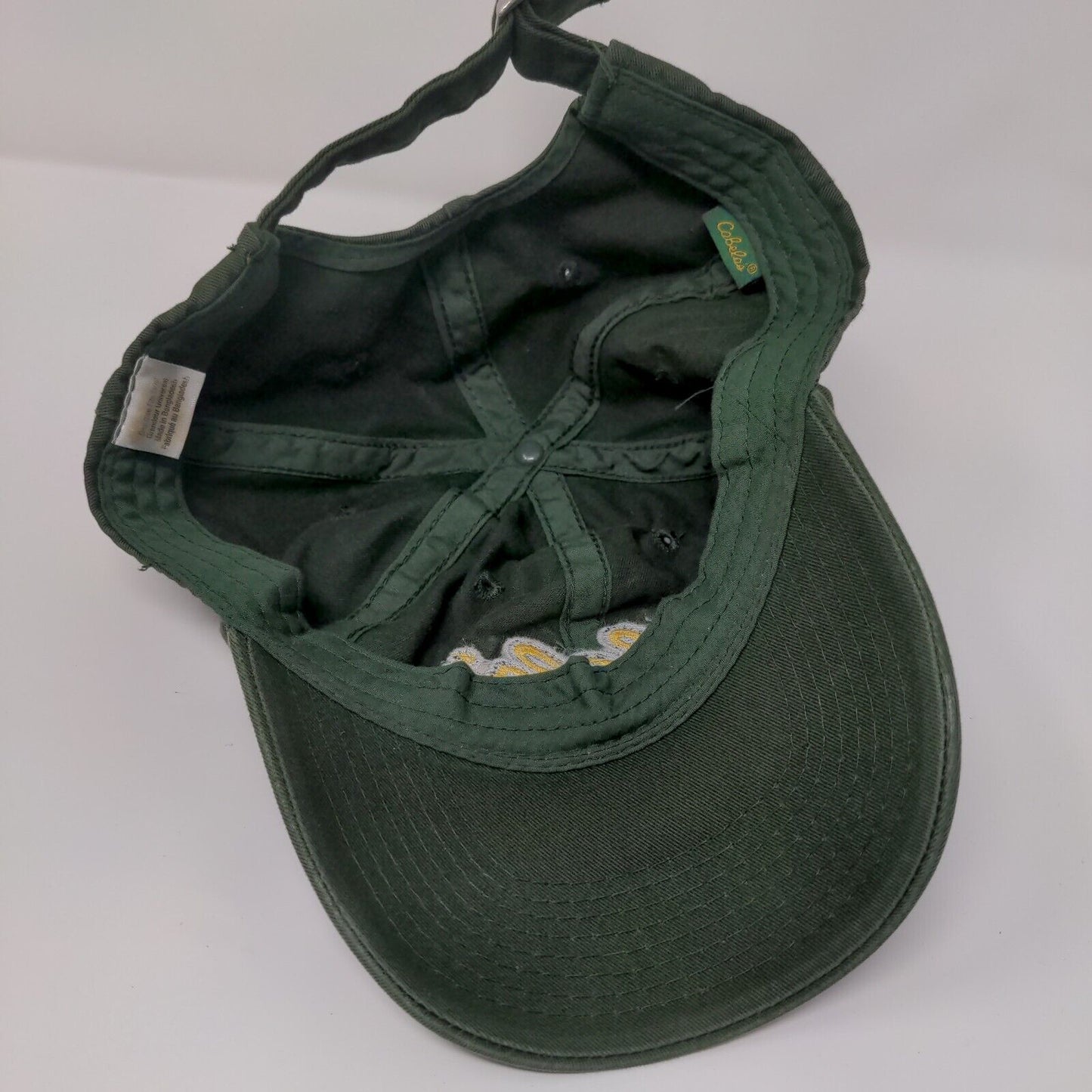 Cabela's Slideback Hat Green OSFM Adjustable Embroidered Logo Vented Holes