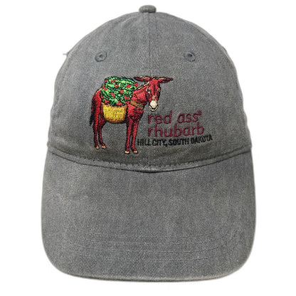 Authentic Pigment Gray Baseball Cap One Size Red Ass Rhubarb Hill City Logo Hat