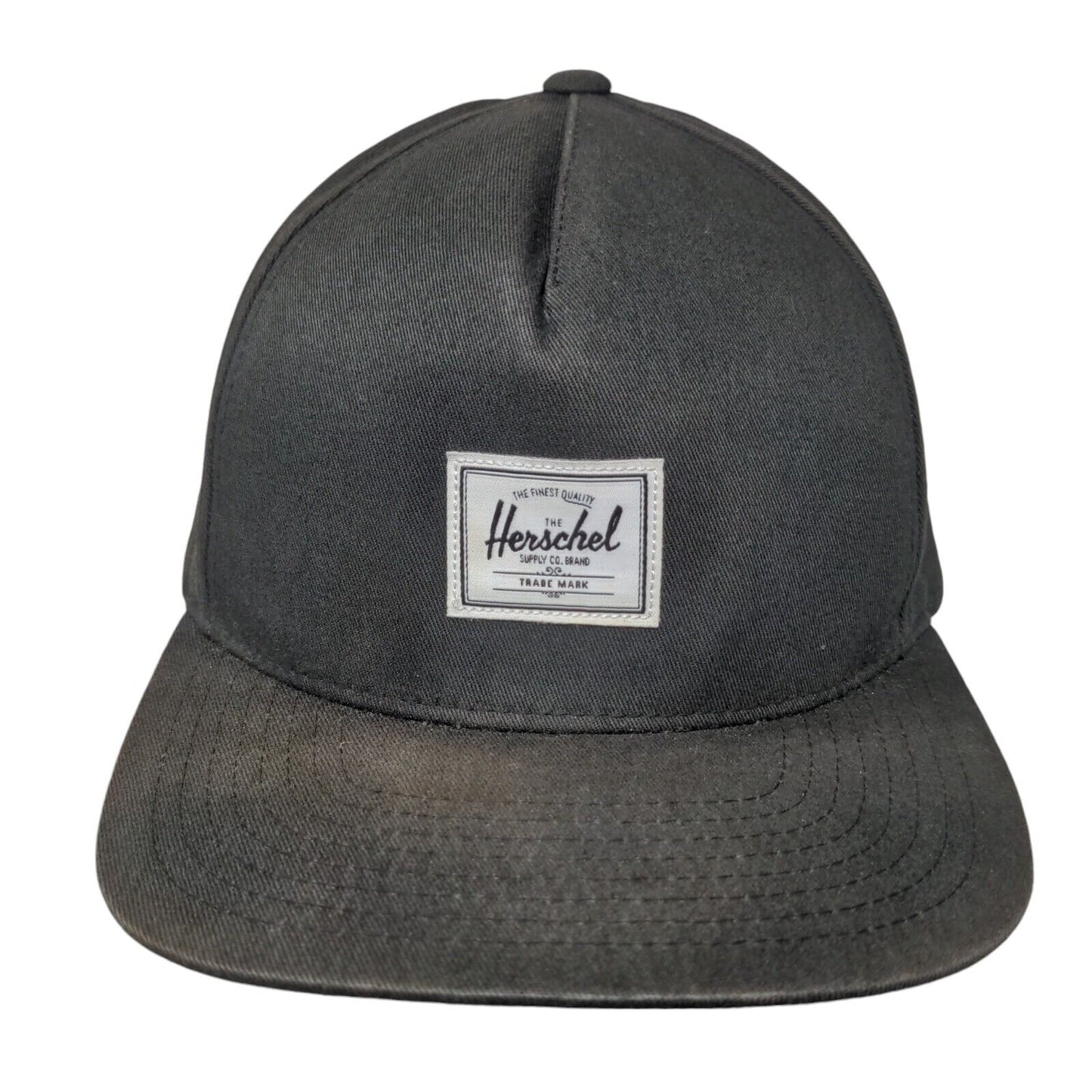 Herschel Patch Snapback Hat Black One Size Adjustable Solid Vent Holes