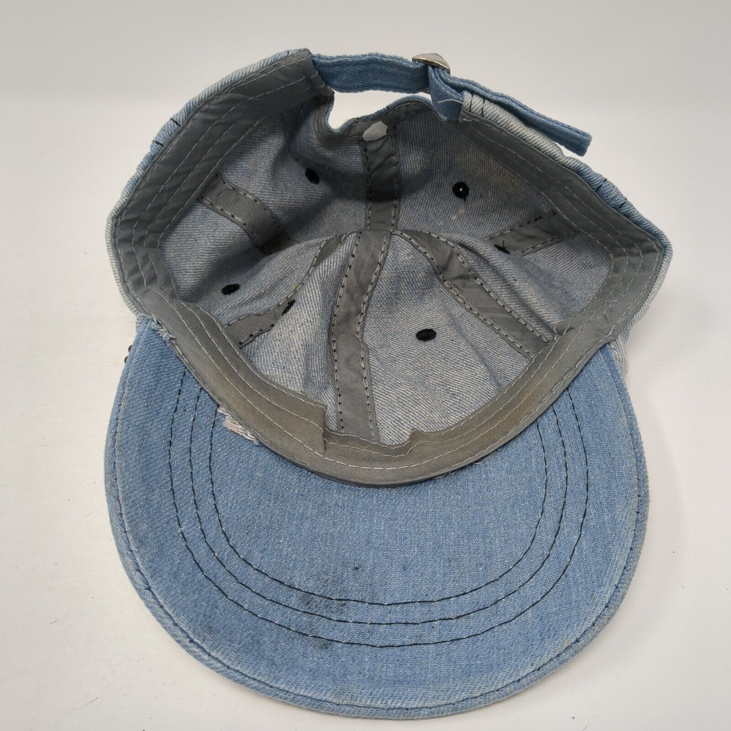 Love Slideback Hat Blue One Size Adjustable Bling Rhinestone Denim