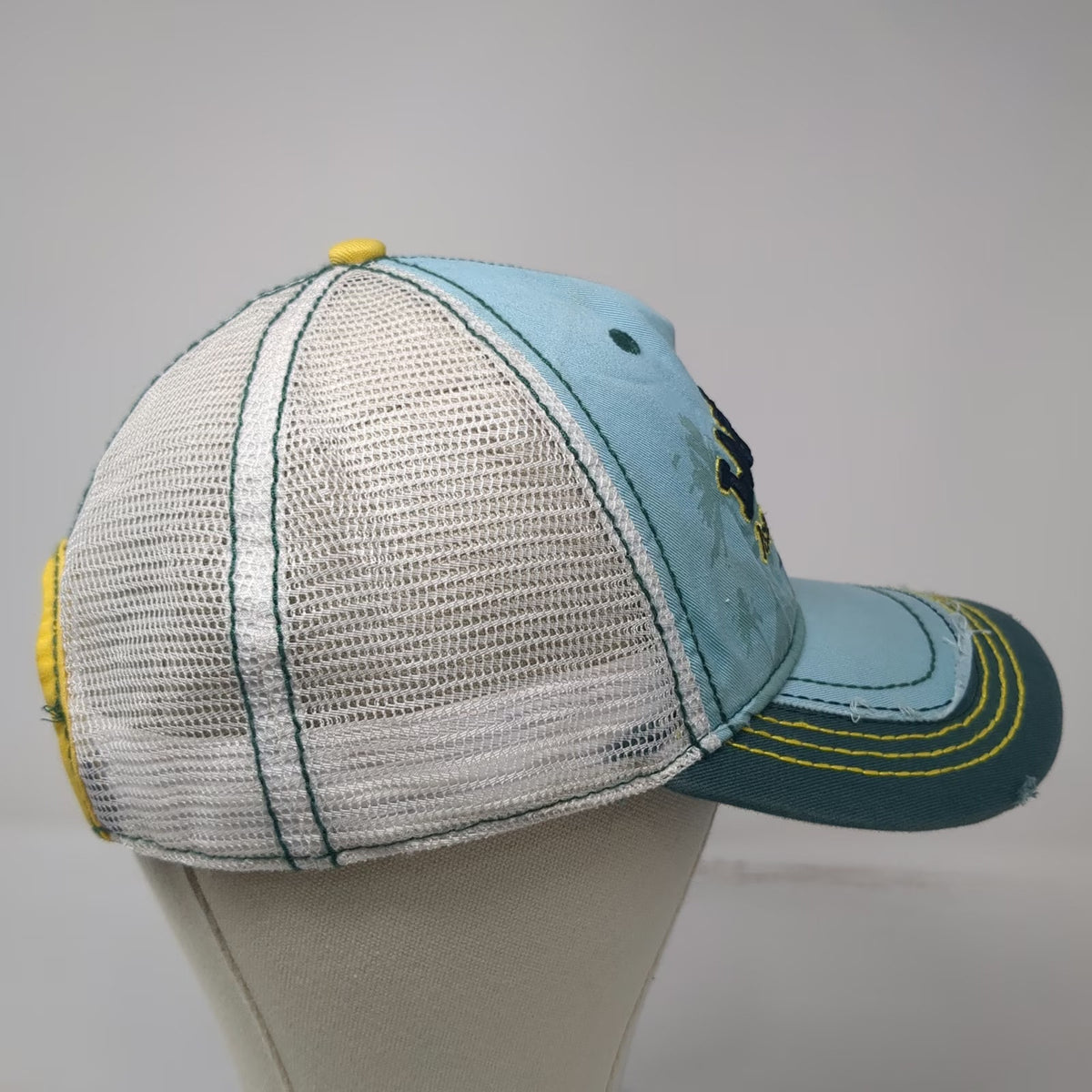 LandShark Trucker Hat Blue One Size Mesh Snapback Distressed Island Style Lager