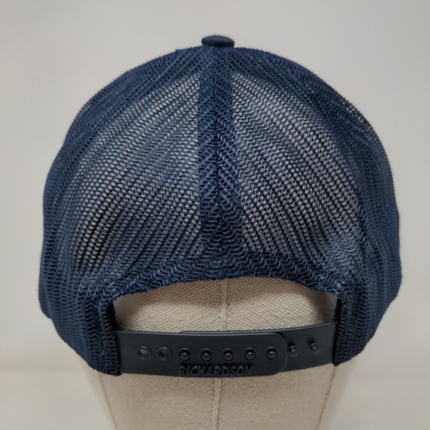 South Carolina Flag Leather Patch Snapback Trucker Hat Blue One Size Mesh Back