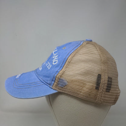 Lucky Men's Snapback Mesh Back Hat Blue Embroidered Tybee Island Georgia Logo