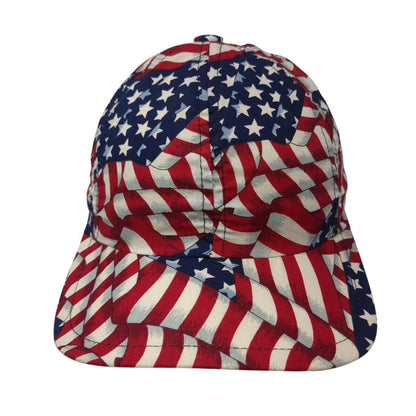 USA Flag Stars & Stripes Strapback Hat Multicolor One Size Patriotic Cotton