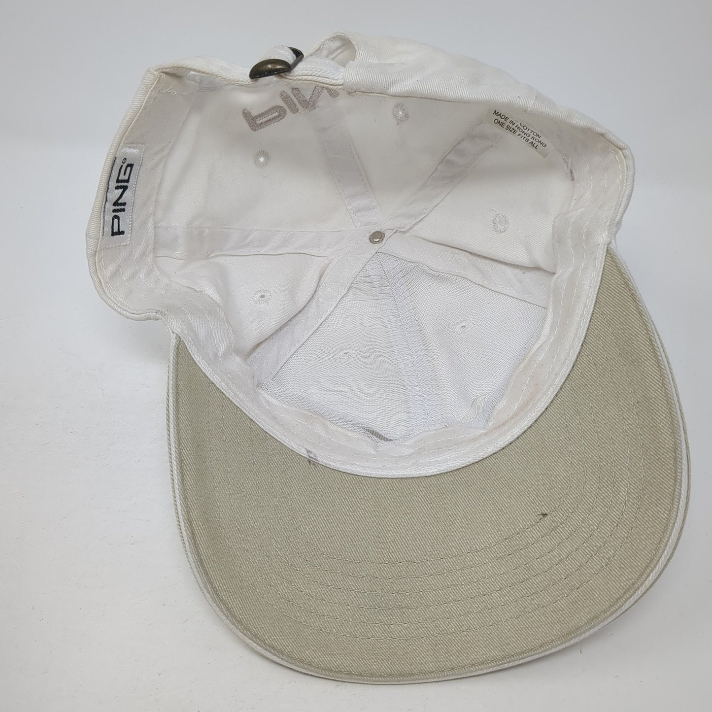 PING Slideback Hat White One Size Adjustable Colorblock Outdoor 6 Panel