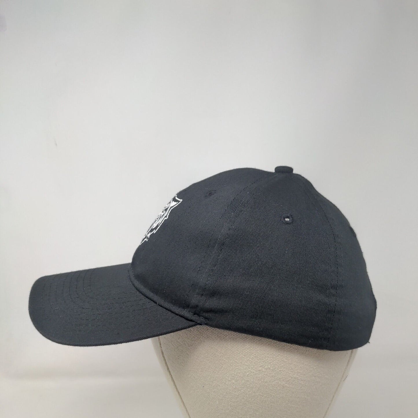 Tiger Strapback Hat Black OSFA Adjustable Embroidered Solid 6 Panel