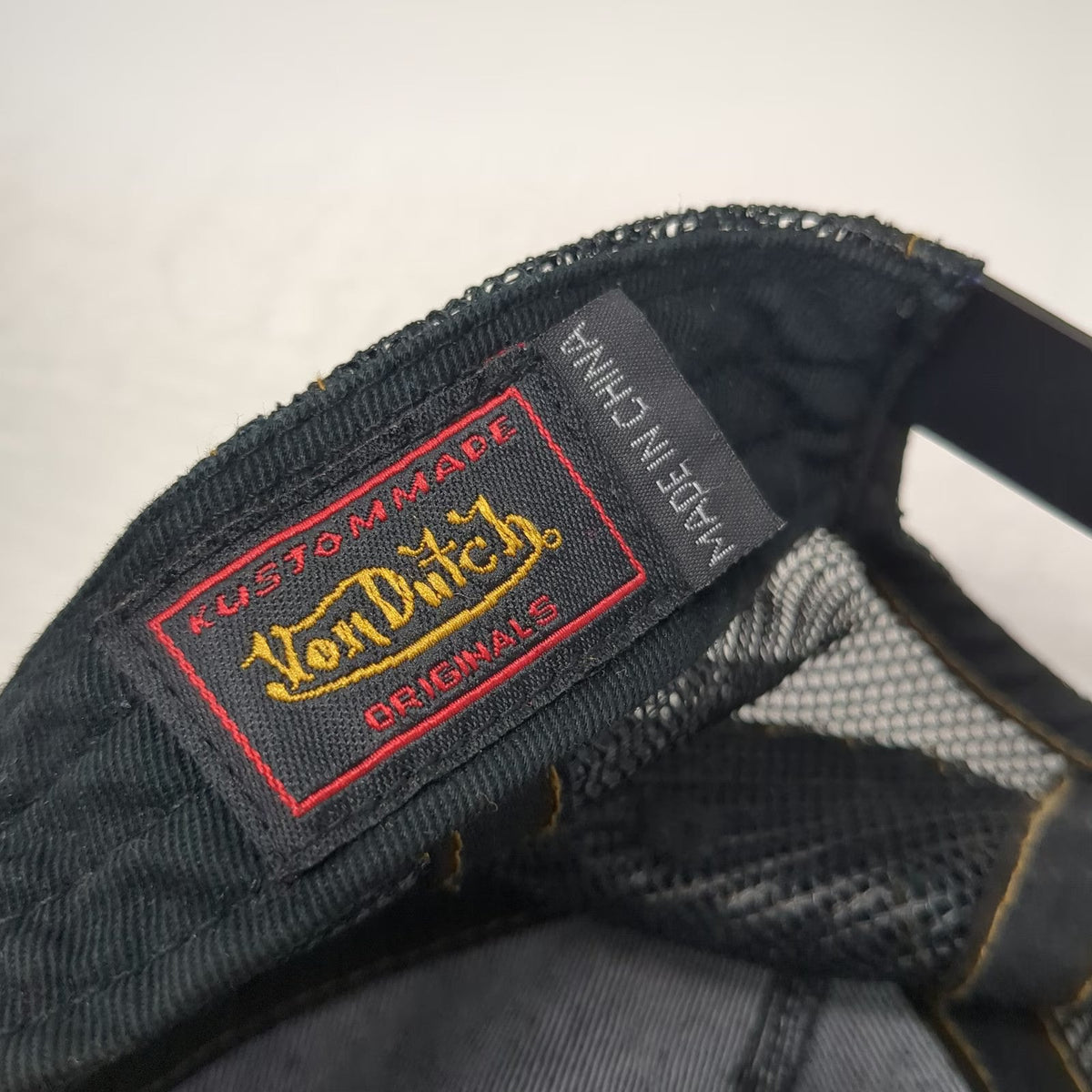Von Dutch Trucker Hat Black One Size Distressed Denim Patch Snapback Mesh