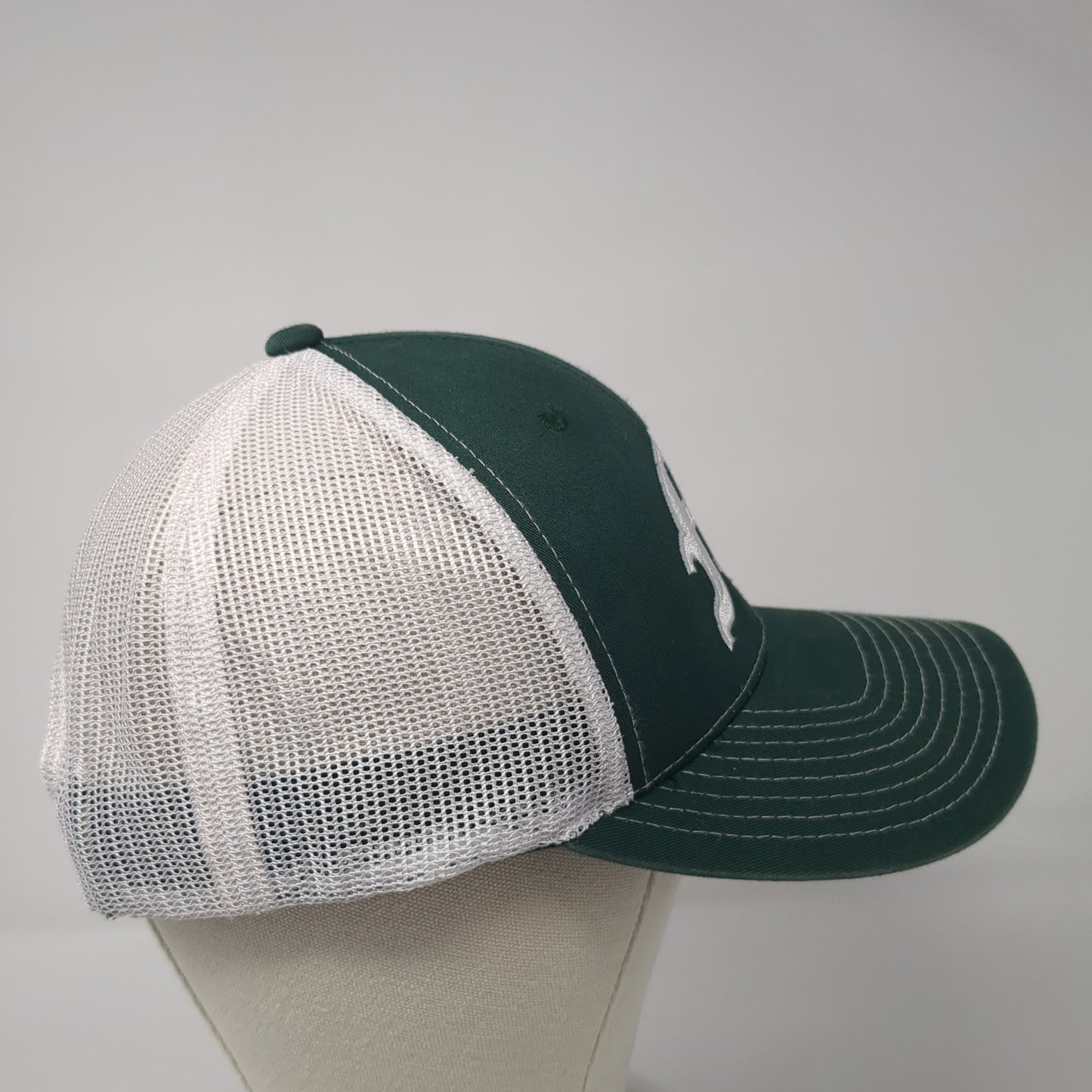 Old English M Snapback Mesh Back Trucker Hat Green One Size Adjustable