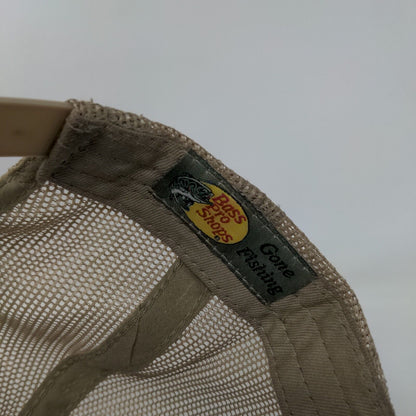 Bass Pro Shops Snapback Mesh Back Trucker Hat Tan OSFM Gone Fishing