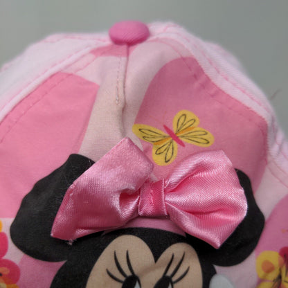 Disney Girl's Strapback Hat Pink OSFM Graphic Minnie Mouse 3D Bow Cotton