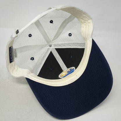 Ouray Sportswear Trucker Hat Blue White One Size Mesh Maine Sun Waves Trees hat