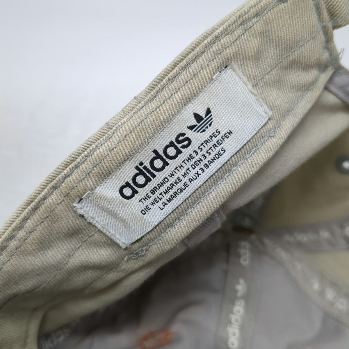 Adidas Baseball Cap Beige One Size Distressed Trefoil Slideback Strapback Hat