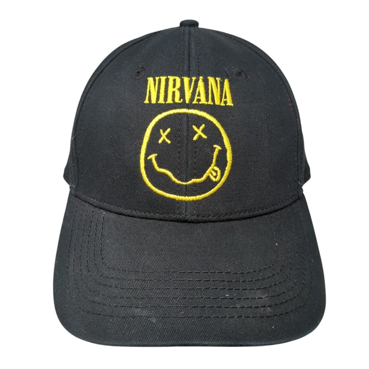 Nirvana Snapback Hat Black One Size Adjustable Embroidered 6 Panel