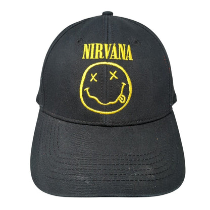 Nirvana Snapback Hat Black One Size Adjustable Embroidered 6 Panel