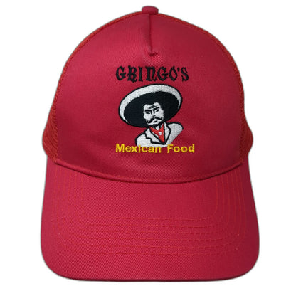 Nissun 5 Panel Red Hat One Size Mesh Back Strapback Gringo's Mexican Food Logo