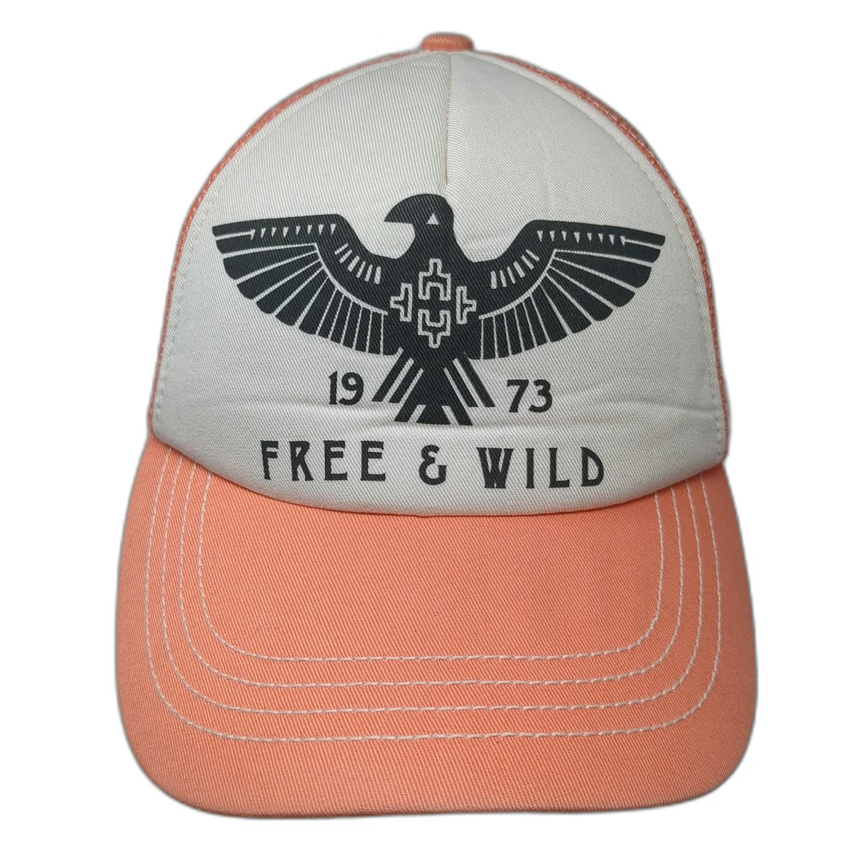 Billabong Trucker Hat Pink One Size Free & Wild Eagle 1973 Graphic Mesh Snapback