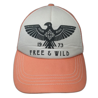 Billabong Trucker Hat Pink One Size Free & Wild Eagle 1973 Graphic Mesh Snapback