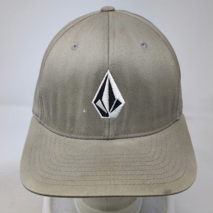 Volcom Baseball Cap Brown M Flexfit Embroidered Stone Logo Stretch Fit Hat