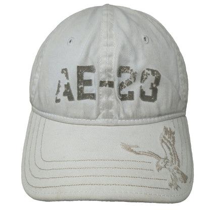 American Eagle Baseball Cap White M Logo AE-23 Distressed Stretch Fit Hat 1977