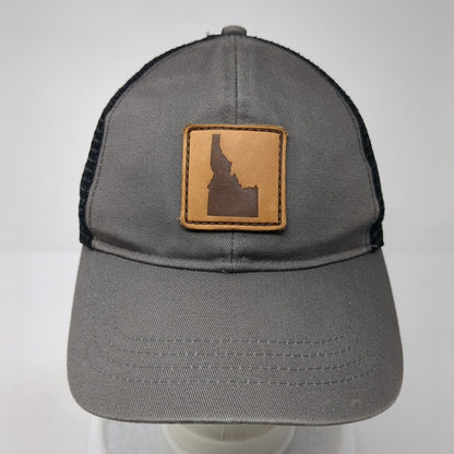 Idaho State Leather Patch Snapback Trucker Hat Gray One Size Mesh Back