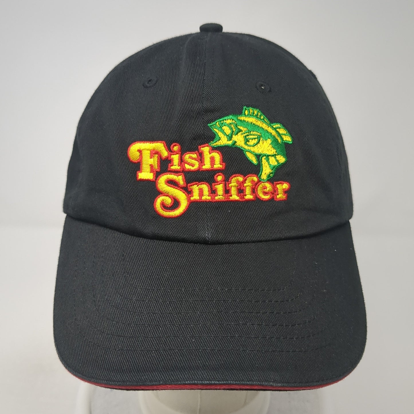 Fish Sniffer Slideback Hat Black One Size Adjustable Embroidered Outdoor