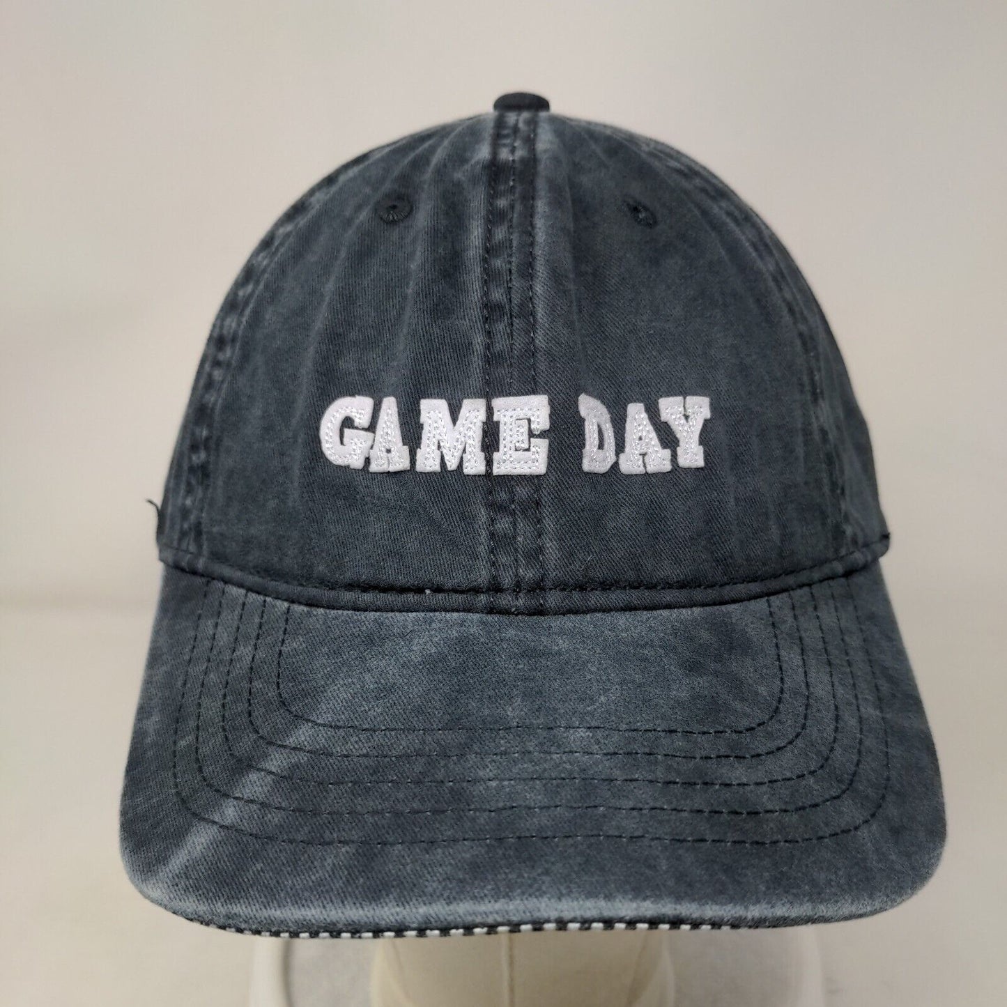 Game Day Slideback Hat Grey OSFM Adjustable Leather Strap 6 Panel W/Tags