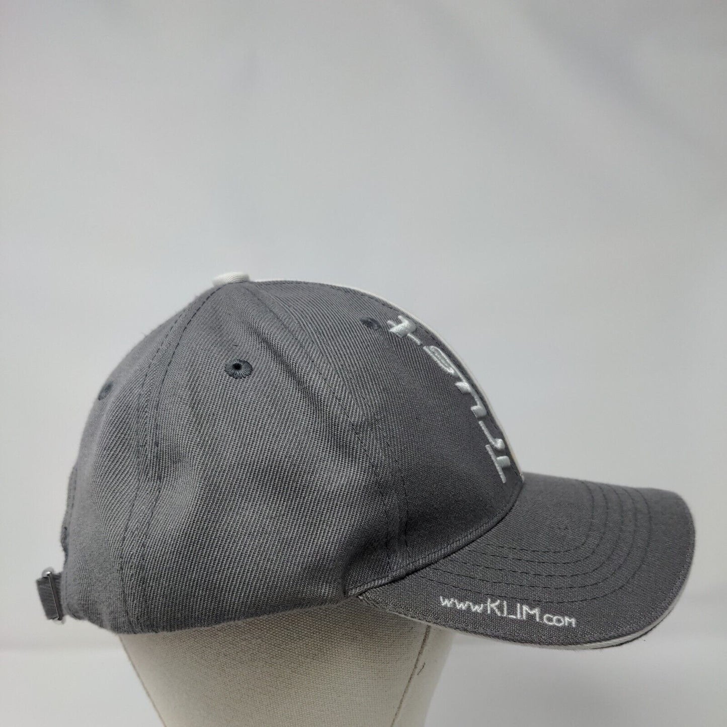 Klim Slideback Hat Gray One Size Adjustable Embroidered Vented Holes Polyester