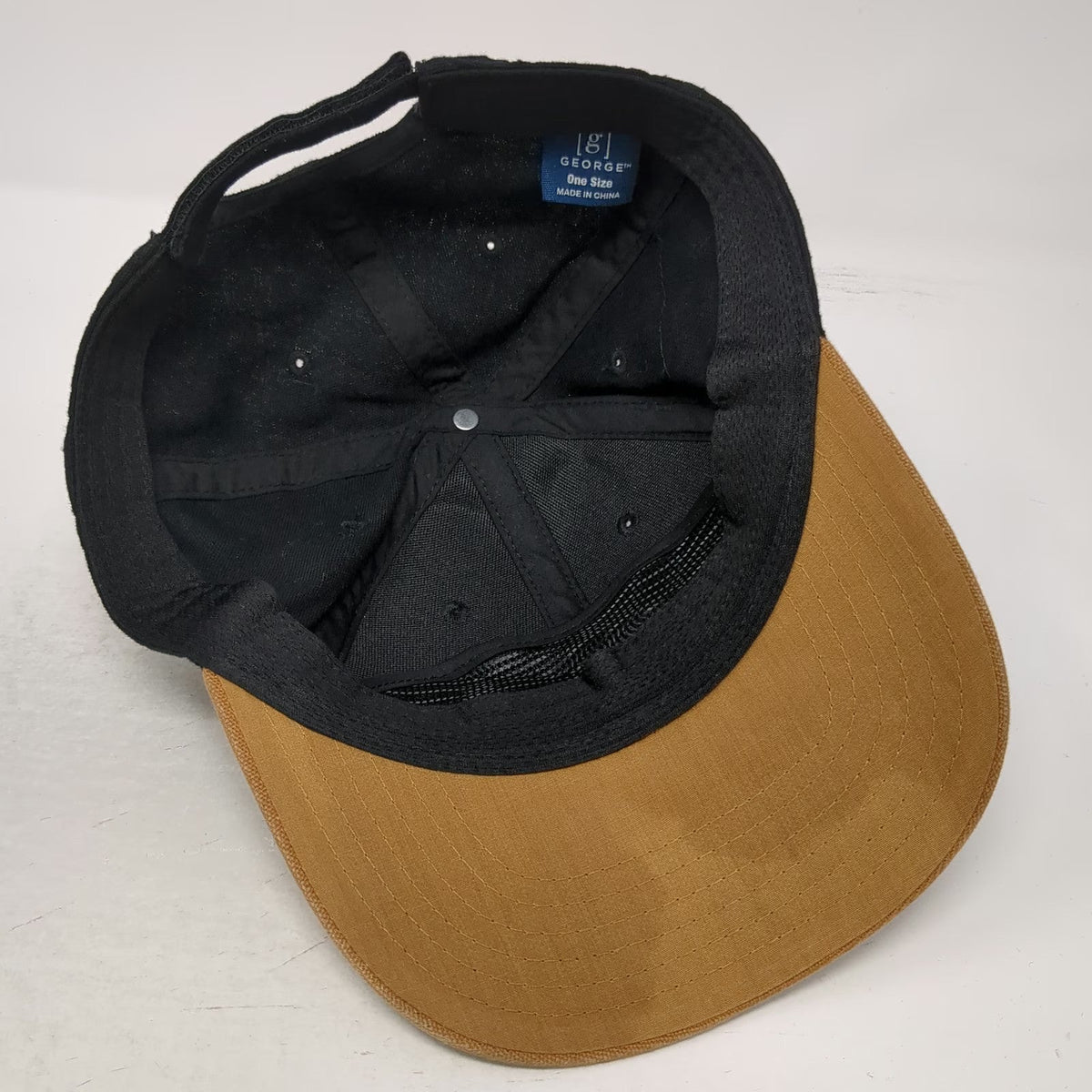 George Baseball Cap Black One Size Two Tone Brown Metal Pin Strapback Canvas Hat