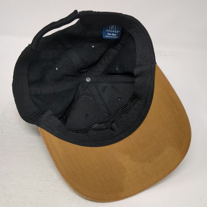 George Baseball Cap Black One Size Two Tone Brown Metal Pin Strapback Canvas Hat