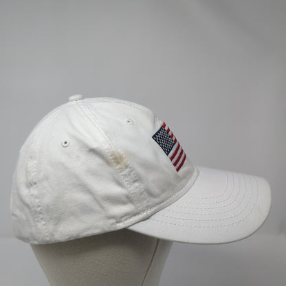 USA Flag Slideback Baseball Cap White One Size Adjustable Embroidered Patriotic